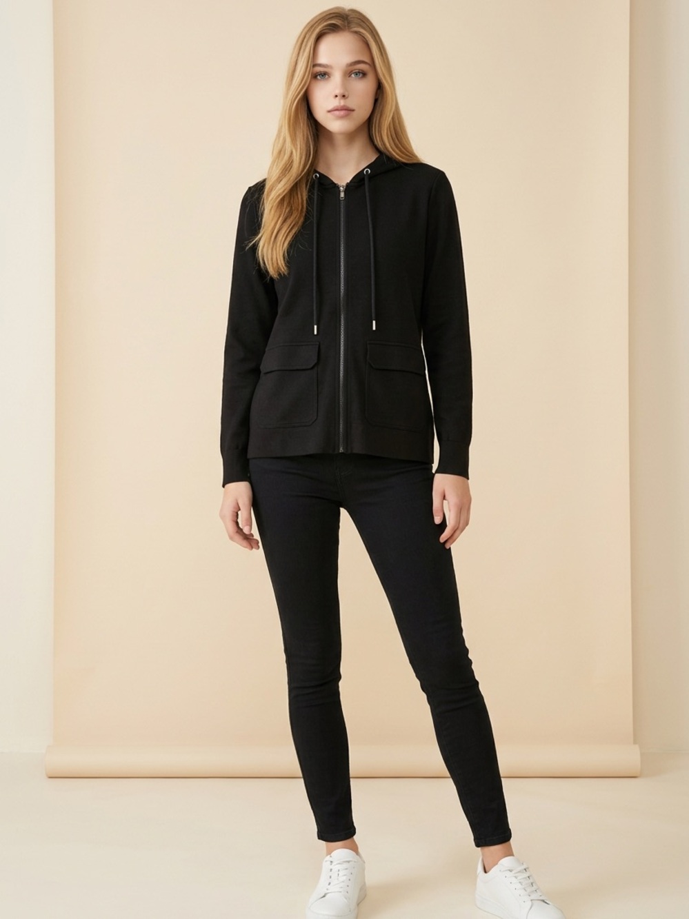 Liverpool Black Zip Hoodie with Flap Pockets
